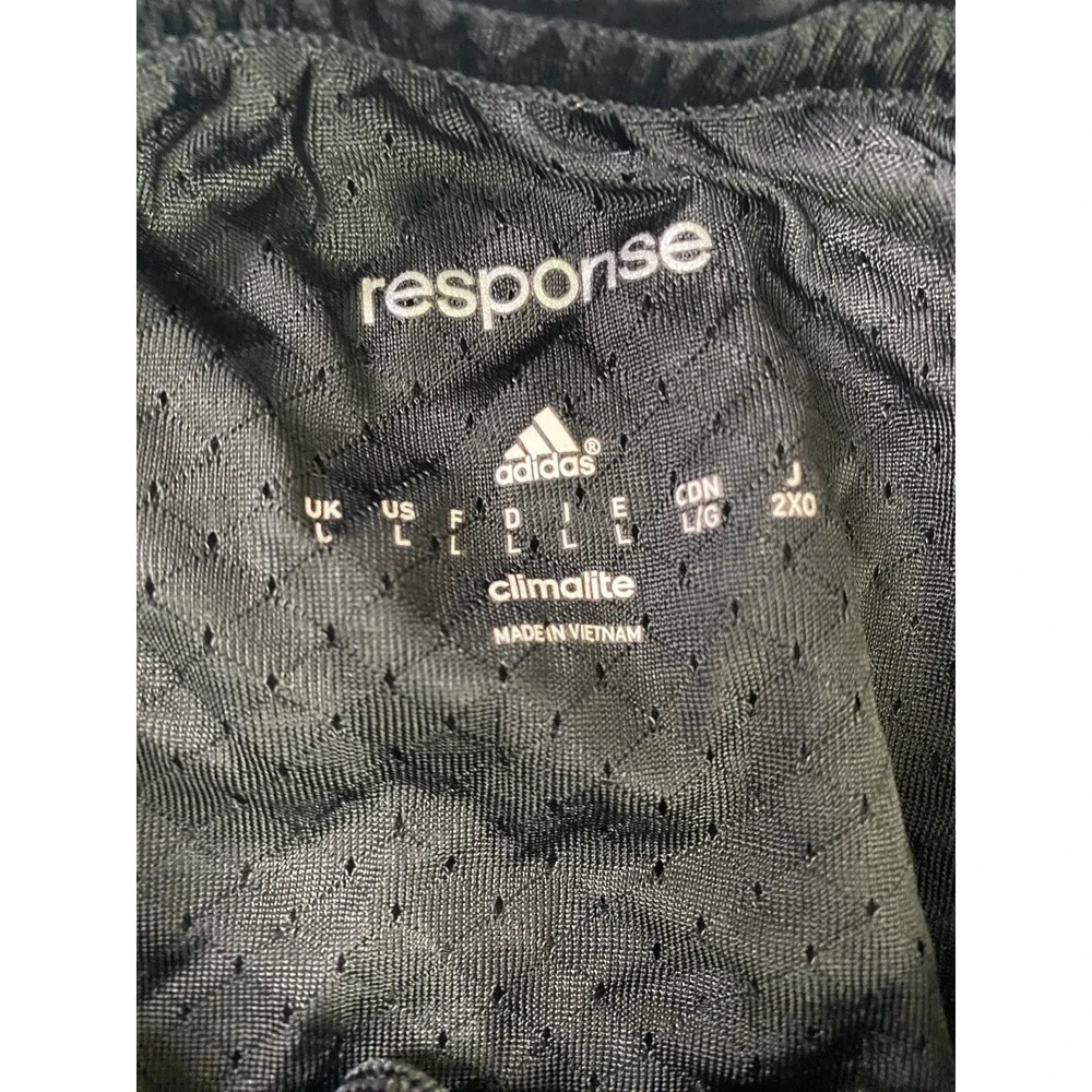 Adidas Response Athletic Shorts Mens Large Black Blue Climalite 3-Stripe Running